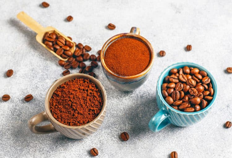 Coffee Beans and Ground Powder