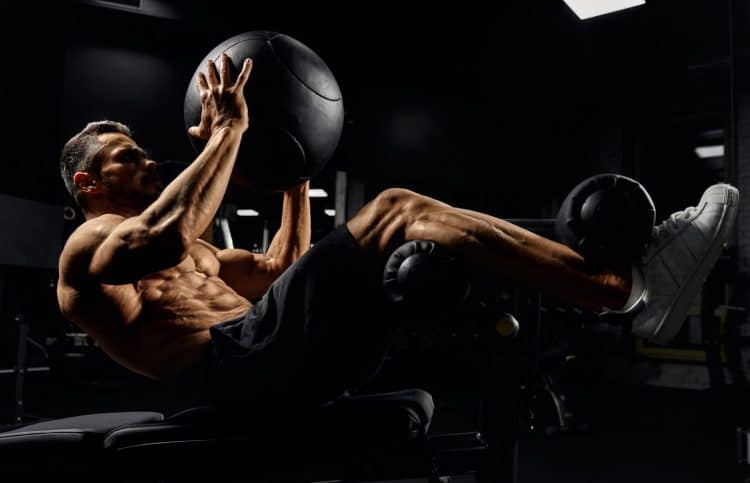 Core exercise with medicine ball