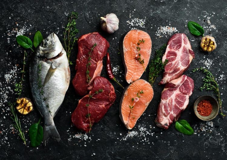 Different Meats Fish Beef and Pork