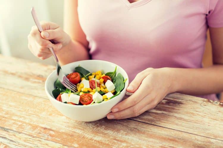 Eating Vegetable Salad