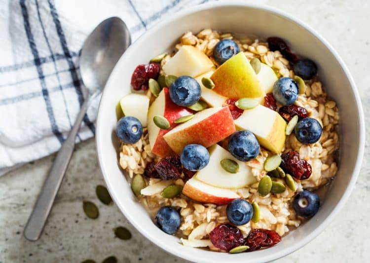 Muesli Oatmeal With Apple Banana And Blueberries