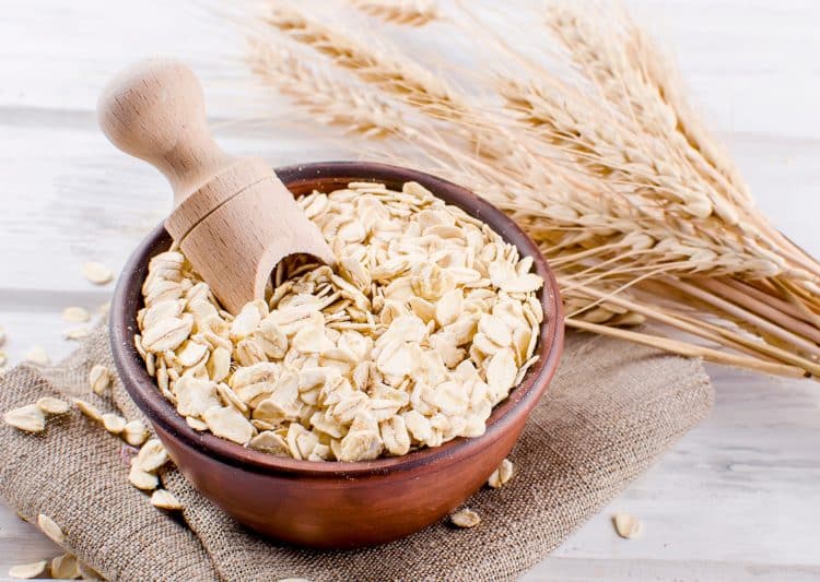 Oat Flakes In Ceramic Bowl