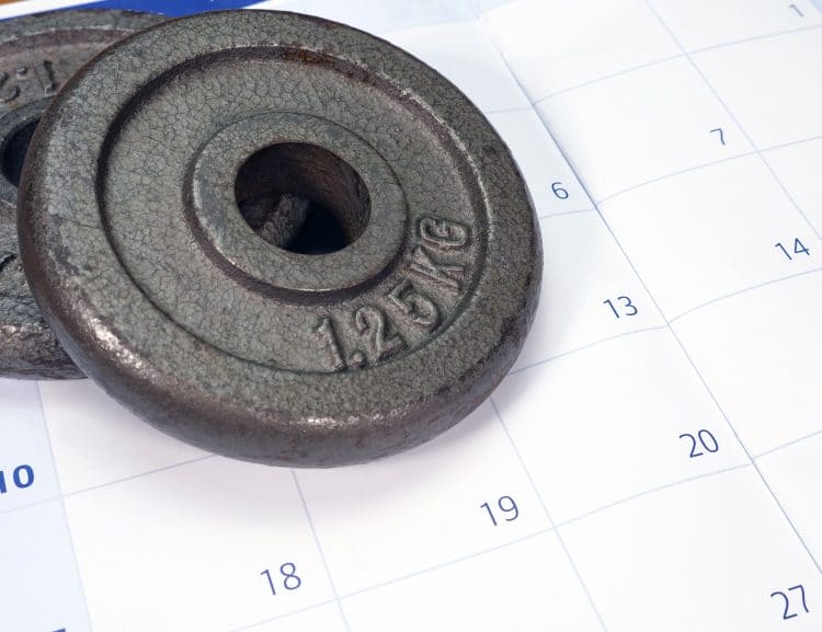 Two Weight Plates On A Calendar